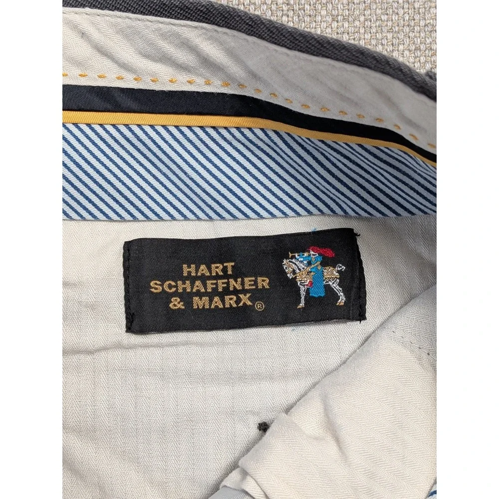 Hart Schaffner Marx Men's Gray 36x30 Wool Flat Front Dress Pants Trousers Office